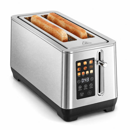 Stainless Steel Toaster with 6 Browning Levels and 4 Bread Types-Silver