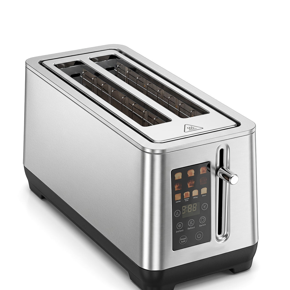 Stainless Steel Toaster with 6 Browning Levels and 4 Bread Types-Silver