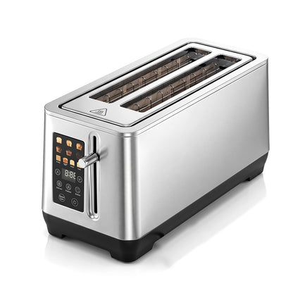 Stainless Steel Toaster with 6 Browning Levels and 4 Bread Types-Silver