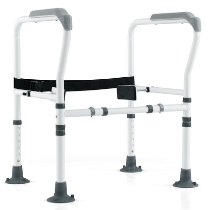 Stand Alone Toilet Safety Frame with Adjustable Height and Width-Grey