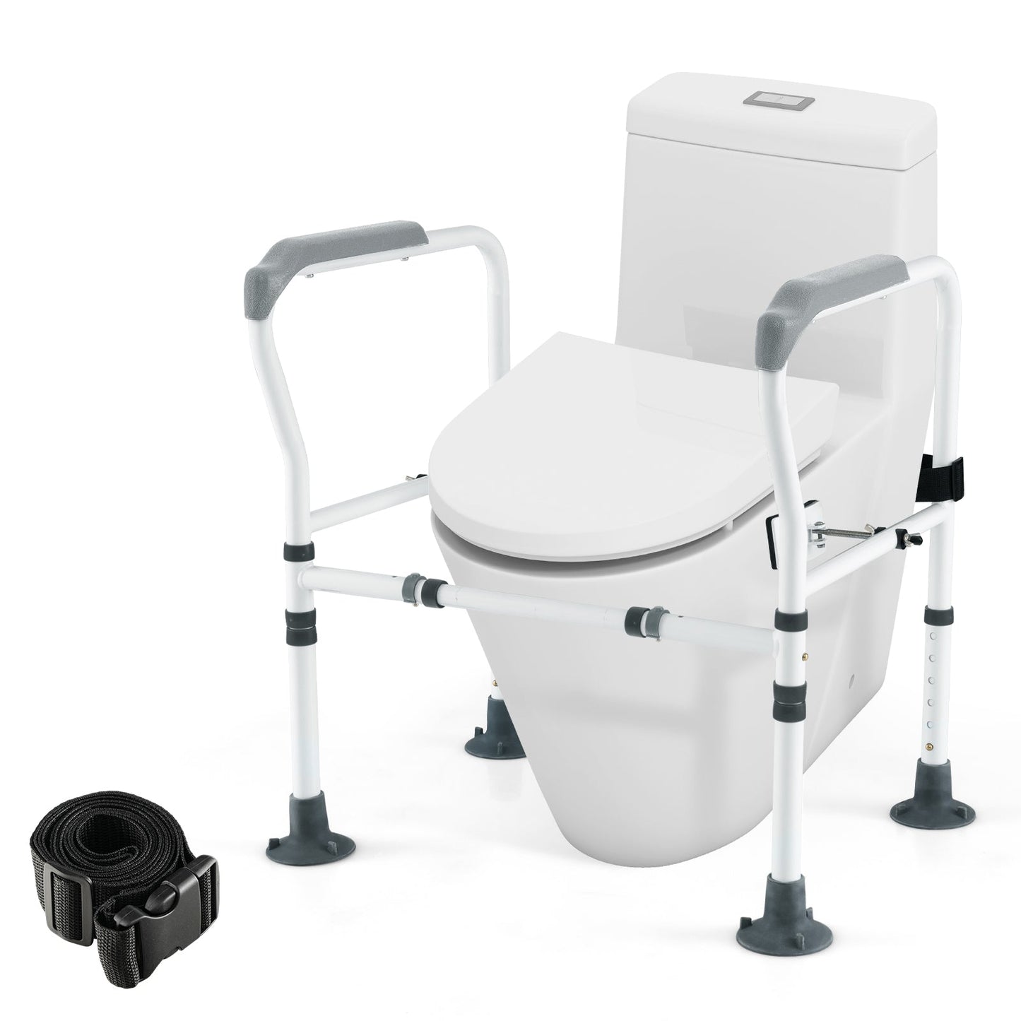 Stand Alone Toilet Safety Frame with Adjustable Height and Width-Grey