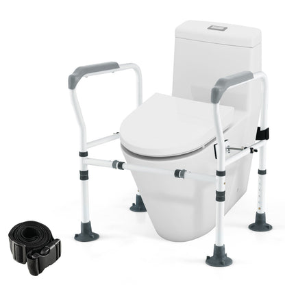 Stand Alone Toilet Safety Frame with Adjustable Height and Width-Grey