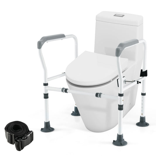 Stand Alone Toilet Safety Frame with Adjustable Height and Width-Grey
