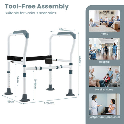 Stand Alone Toilet Safety Frame with Adjustable Height and Width-Grey