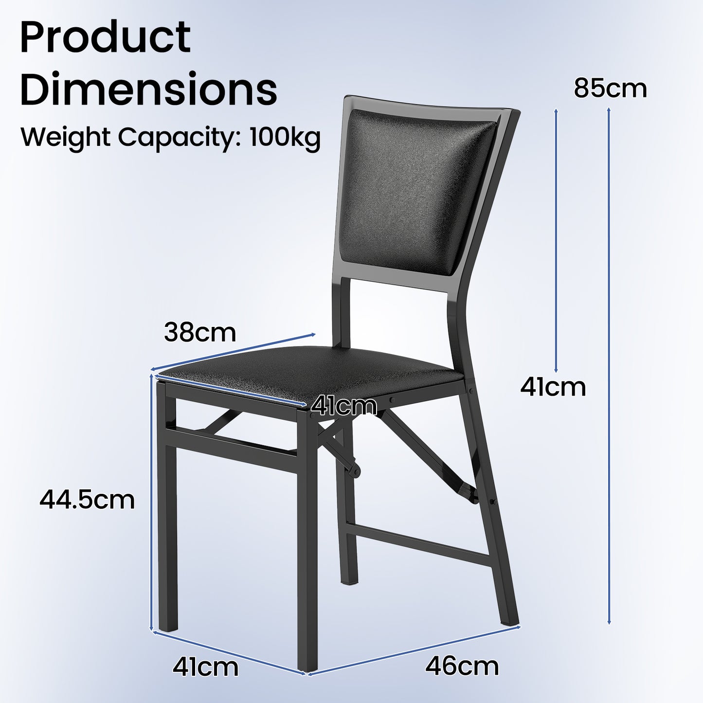 Steel Folding Chair Set of 2 with High Backrest and Steel Frame