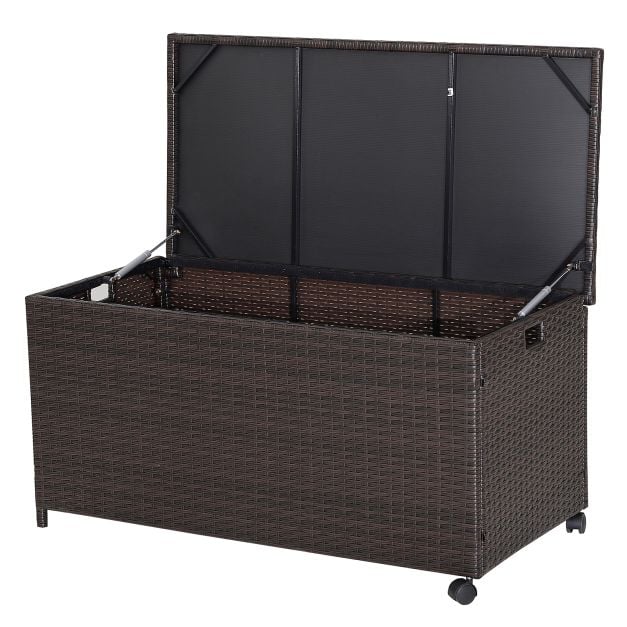Outdoor Wicker Storage Box with Zippered Liner-50 Gallon