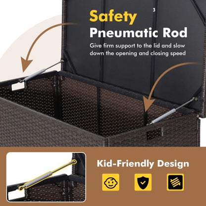 Outdoor Wicker Storage Box with Zippered Liner-50 Gallon