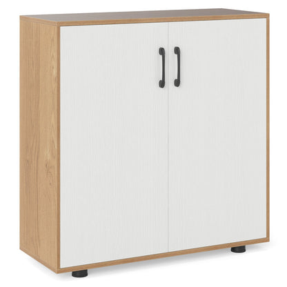 2-Door Storage Cabinet Modern Accent Cabinet with 5-Position Adjustable Shelf-Natural