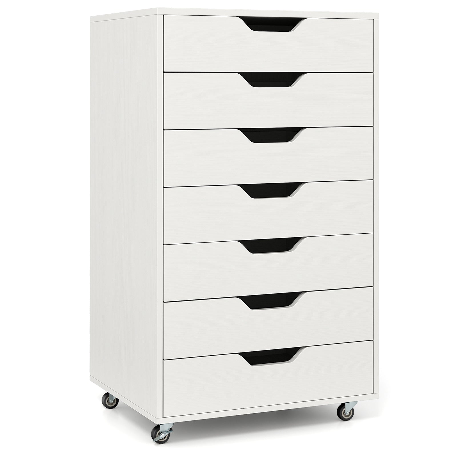 7-Drawer Storage Cabinet with 4 Universal Casters for Office-White