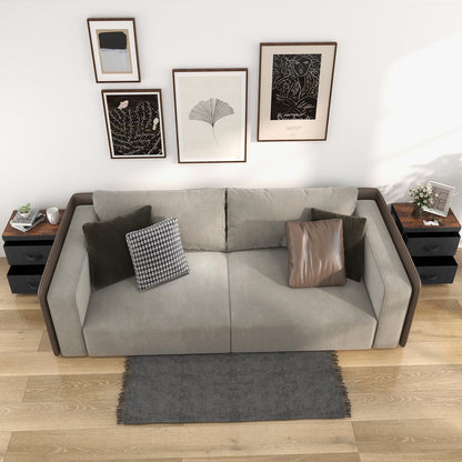 2-Drawer Nightstand Bedside Table with Removable Lid for Bedroom, Living Room-Black