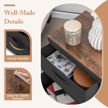 2-Drawer Nightstand Bedside Table with Removable Lid for Bedroom, Living Room-Black