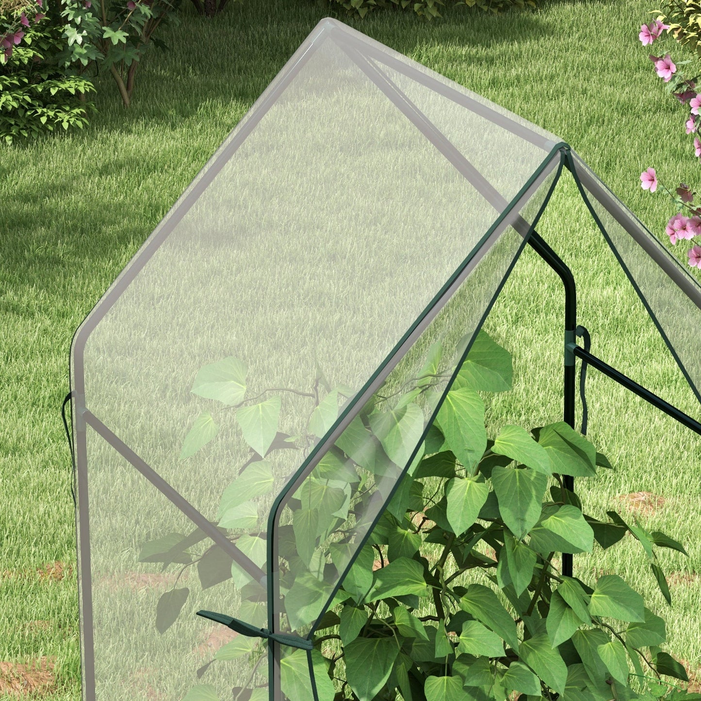 Outsunny Mini Greenhouse, Garden Tomato Growhouse with 2 Zipped Doors, Portable Indoor Outdoor Green House, 90 x 90 x 145cm, Clear