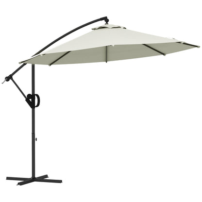 Outsunny 3(m) Parasol typu Offset Cantilever z podstawą w kształcie krzyża - kremowy