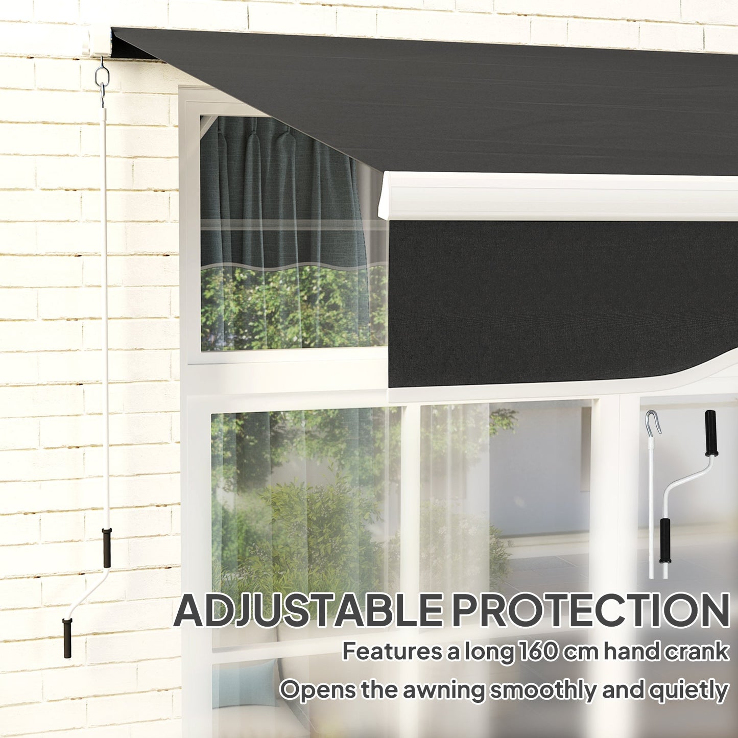 Outsunny Garden Retractable Awning - Black