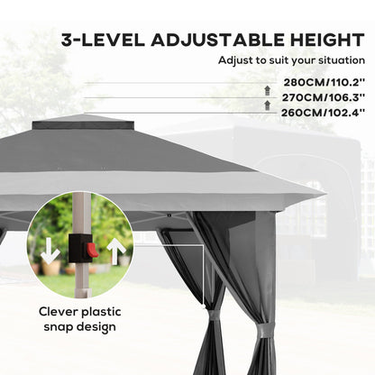 Altana rozkładana Outsunny 3,6 x 3,6 m z akcesoriami – szara