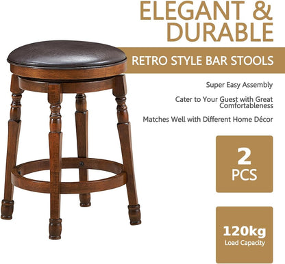 Swivel Bar Stools with Soft PU Leather and Comfortable Footrest-Size 1