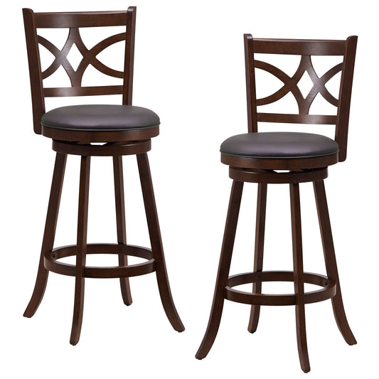 61/74 cm Swivel Counter Height Bar Stools with Backrest and Footrest-74 cm