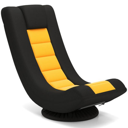 360° Swivel Gaming Chair with 4 Adjustable Positions and Lumbar Support, Folding Floor Sofa Yellow and Black