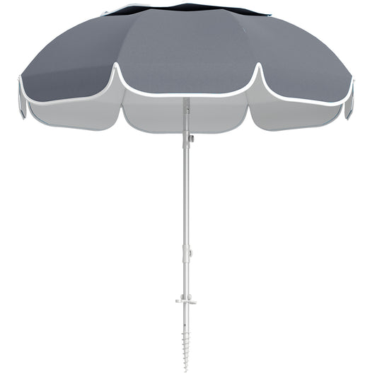 Outsunny Parasol plażowy przenośny z kotwicą piaskową, torbą transportową, regulowaną wysokością i nachyleniem, ochroną UV UPF50+, szary