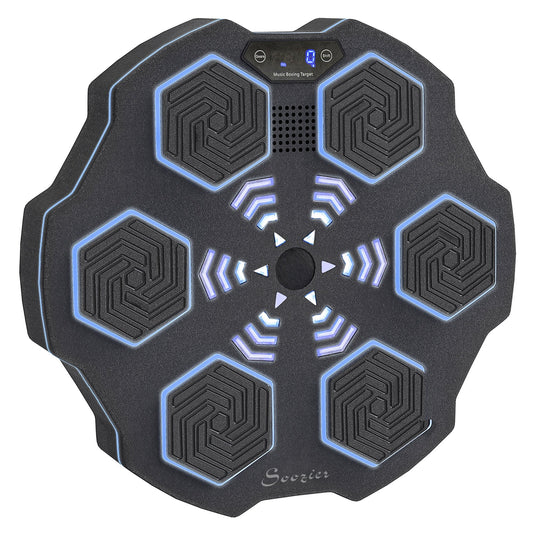 SPORTNOW Music Boxing Machine, Smart Bluetooth Boxing Machine Wall Mounted with 9 Speeds & Modes, LED Lights, Punching Pad for Adults, Black