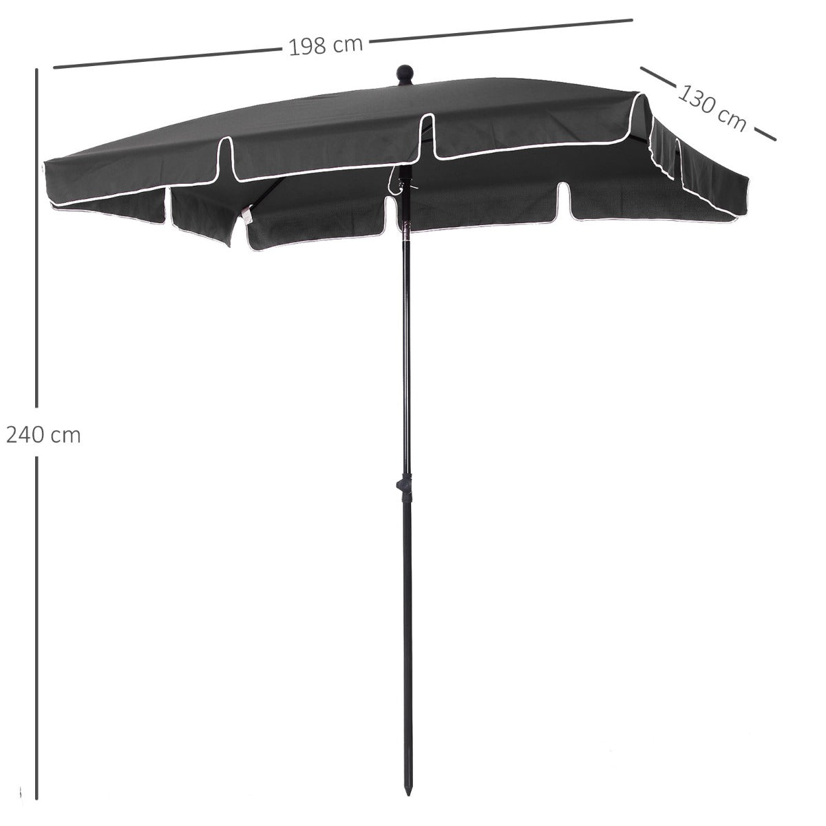 Outsunny Aluminium Sun Umbrella Parasol Patio Garden Rectangular Tilt 2M x 1.25M