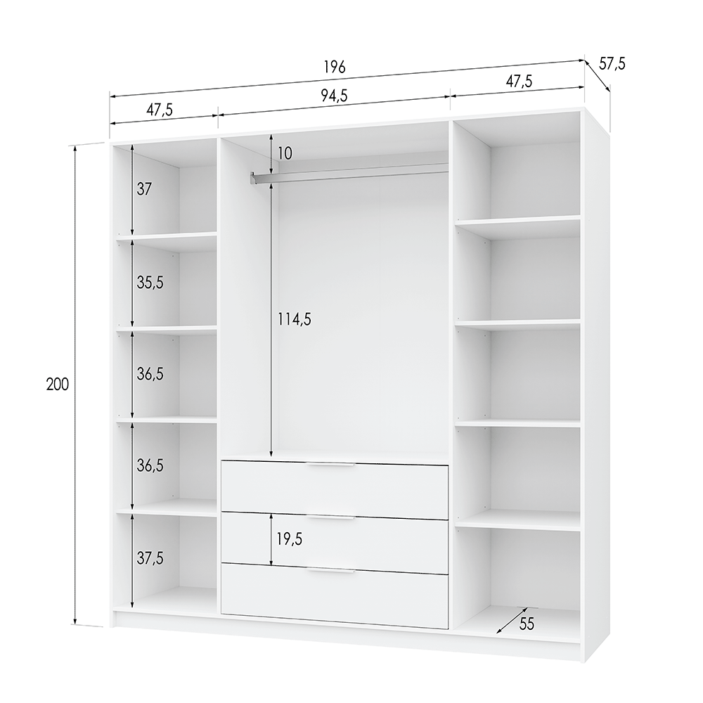 Plum Mirrored Hinged Door Wardrobe 196cm – HAMPTON D4
