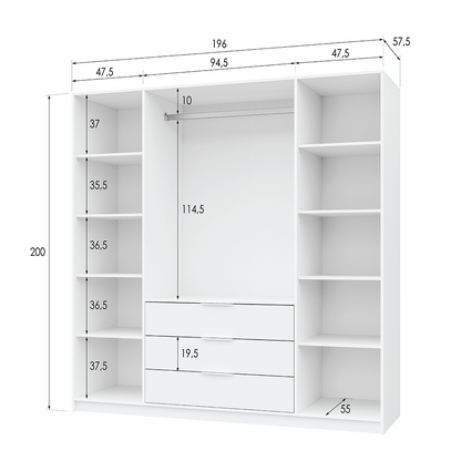 Plum Mirrored Hinged Door Wardrobe 196cm – HAMPTON D4