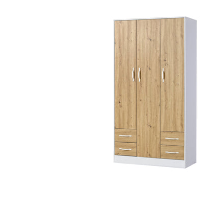 SPACEO Wardrobe 120 / Oak Artisan / White Handles