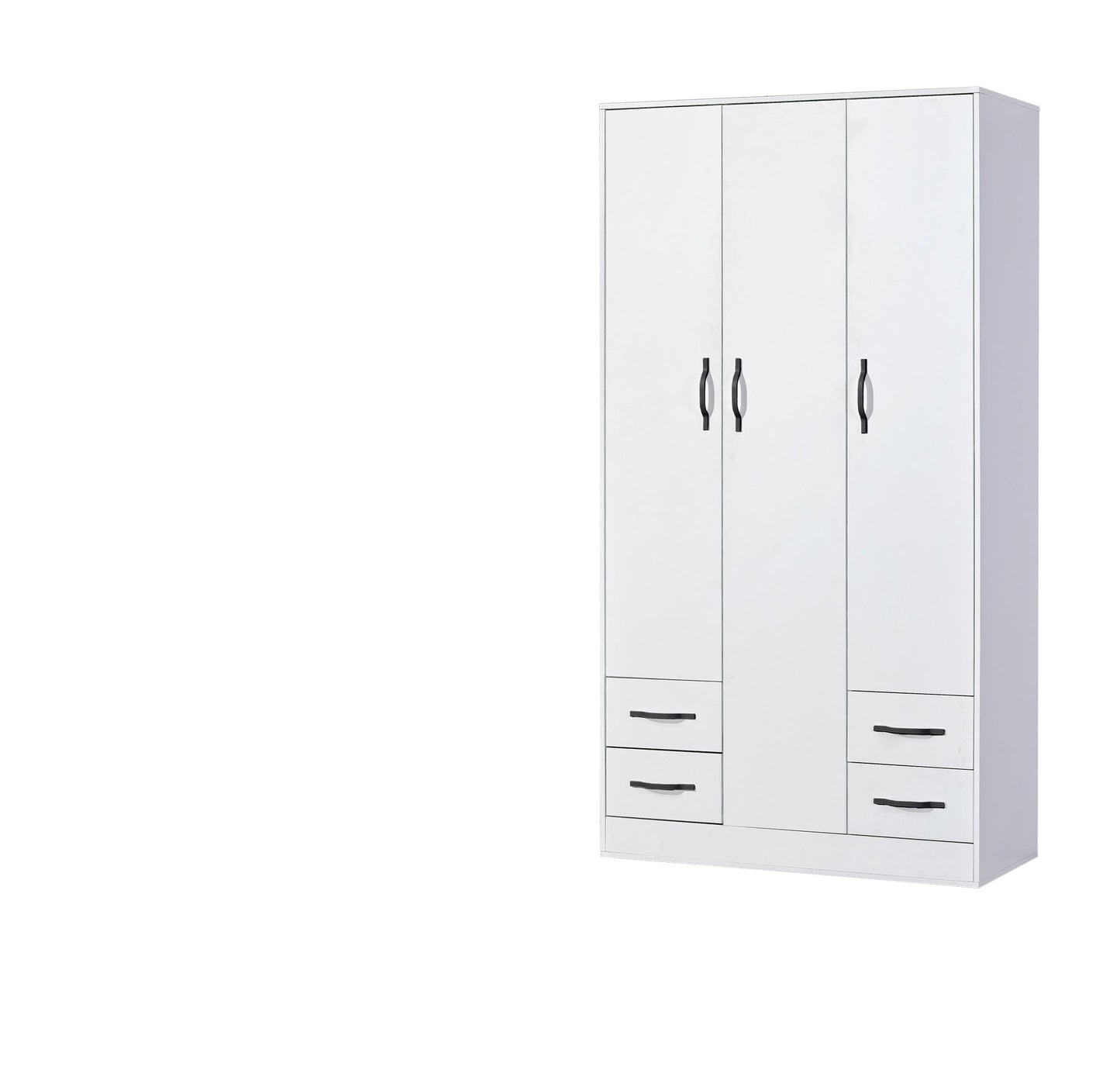 SPACEO Wardrobe 120 White / Black Handles