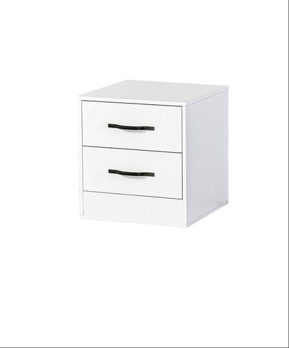 SPACEO Bedside Table White / Black Handles