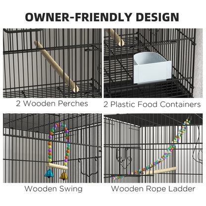 PawHut Double Stackable Bird Cage on Wheels With Stand, for Canaries