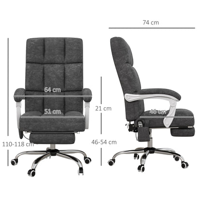 Vinsetto Massage Office Chair, Ergonomic Desk Chair, Comfy Work Study Chair with Heat, Padded Seat, 135  Reclining Back and Footrest for Home Office, Charcoal Grey