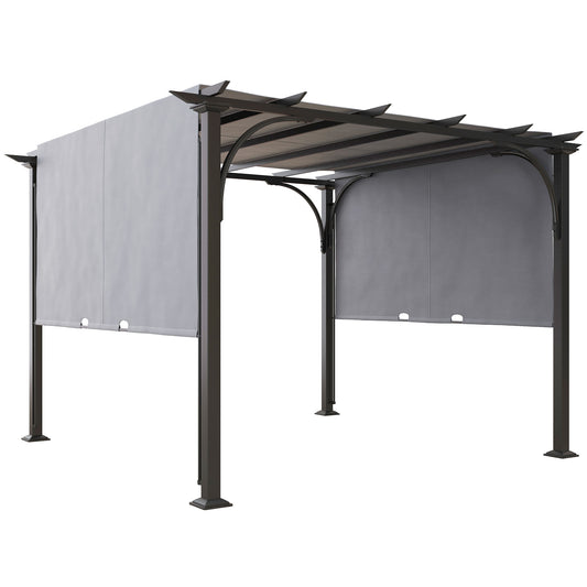 Pergola ogrodowa Outsunny 3 x 3(m) z regulowanym zadaszeniem, szara