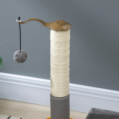 PawHut 56cm Cat Tree Tower Activity Centre, Climbing Stand Kitten House Furniture w/ Scratching Posts, Toy Ball - Grey