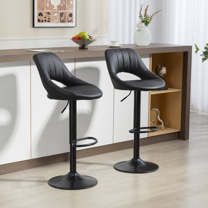 HOMCOM Set of Two Faux Leather Bar Stools - Black