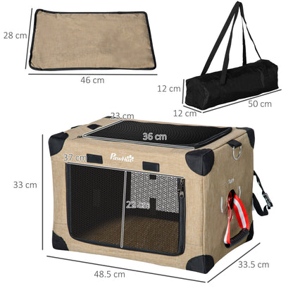 PawHut Foldable Pet Carrier, with Cushion, for XS Dogs and Cats