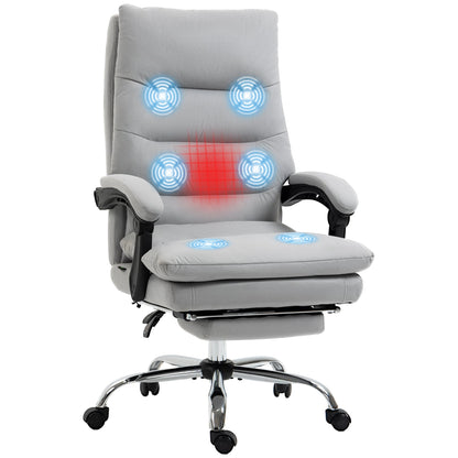 Vinsetto Office Chair, Ergonomic Desk Chair with 6-Point Vibration Massage and Back Heating, Microfibre Computer Gaming Chair with 135¡ Reclining Back and Footrest, Grey