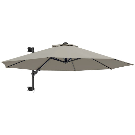 Outsunny 3(m) Parasol ścienny z uchwytem - jasnoszary