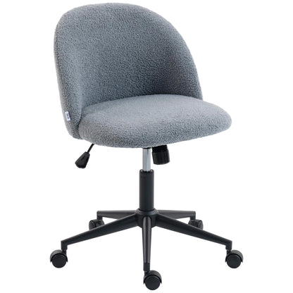 HOMCOM Teddy Fleece Office Chair with Wheels - Grey
