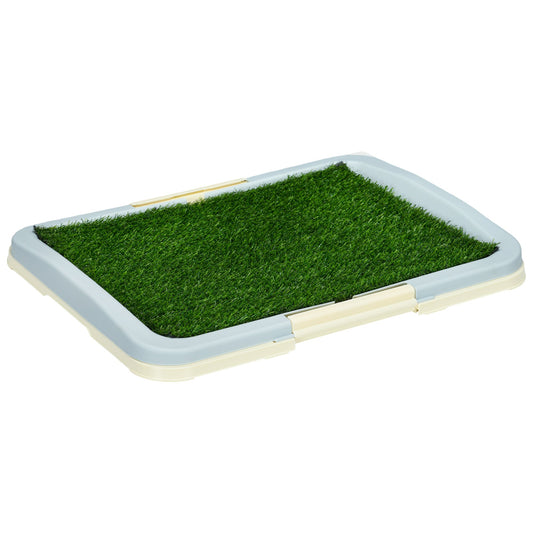 PawHut Puppy Training Pad, przenośna mata treningowa dla szczeniąt do użytku w pomieszczeniach, ze sztuczną trawą, siatką, panelem, tacką, 63 x 48,5 cm