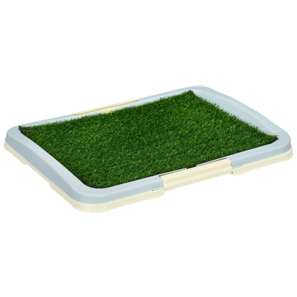 PawHut Puppy Training Pad, Indoor Portable Puppy Pad, with Artificial Grass, Grid, Panel, Tray, 63 x 48.5cm