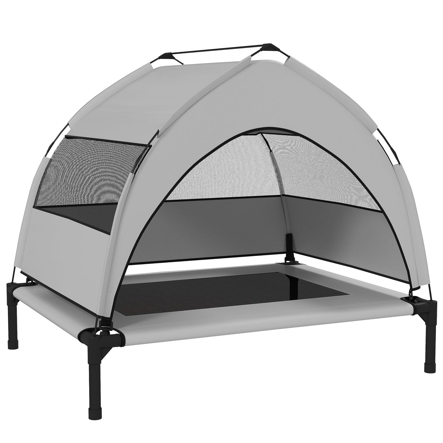 PawHut Portable Elevated Dog Bed with Removable Canopy, Cooling Raised Pet Cot for Small Medium Dogs, 76 x 61 x 60 cm