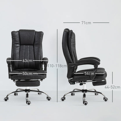 Vinsetto Home Office Chair Microfibre Desk Chair with Reclining Function Armrests Swivel Wheels Footrest Black