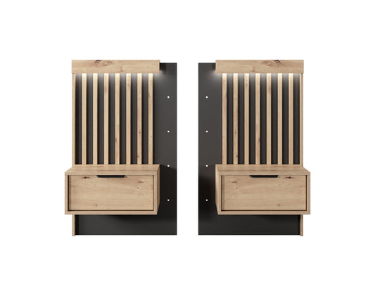 Set of Bedside Tables TALLY Oak Artisan / Grey