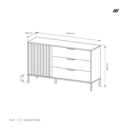 Sideboard D3S TALLY Oak Artisan / Grey