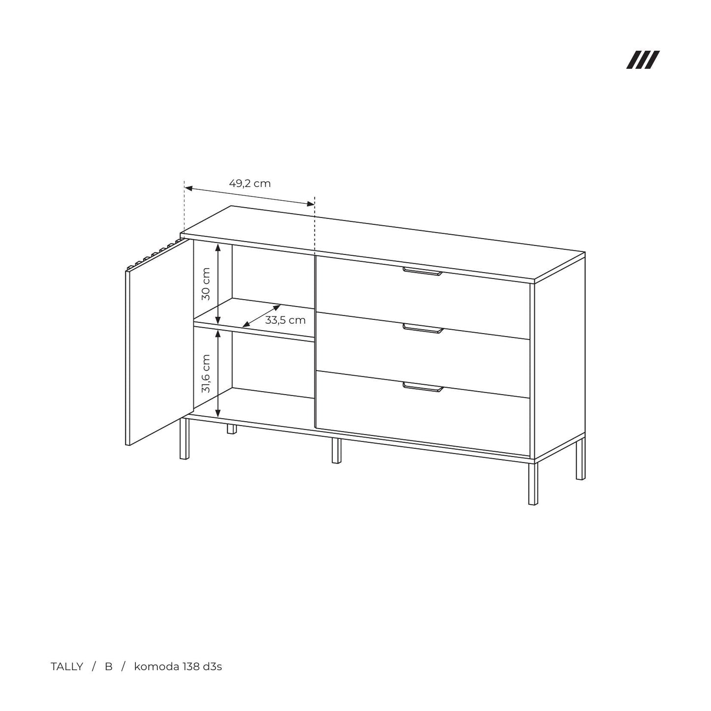 Sideboard D3S TALLY Oak Artisan / Grey