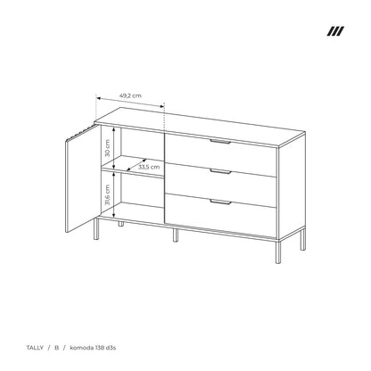 Sideboard D3S TALLY Oak Artisan / Grey