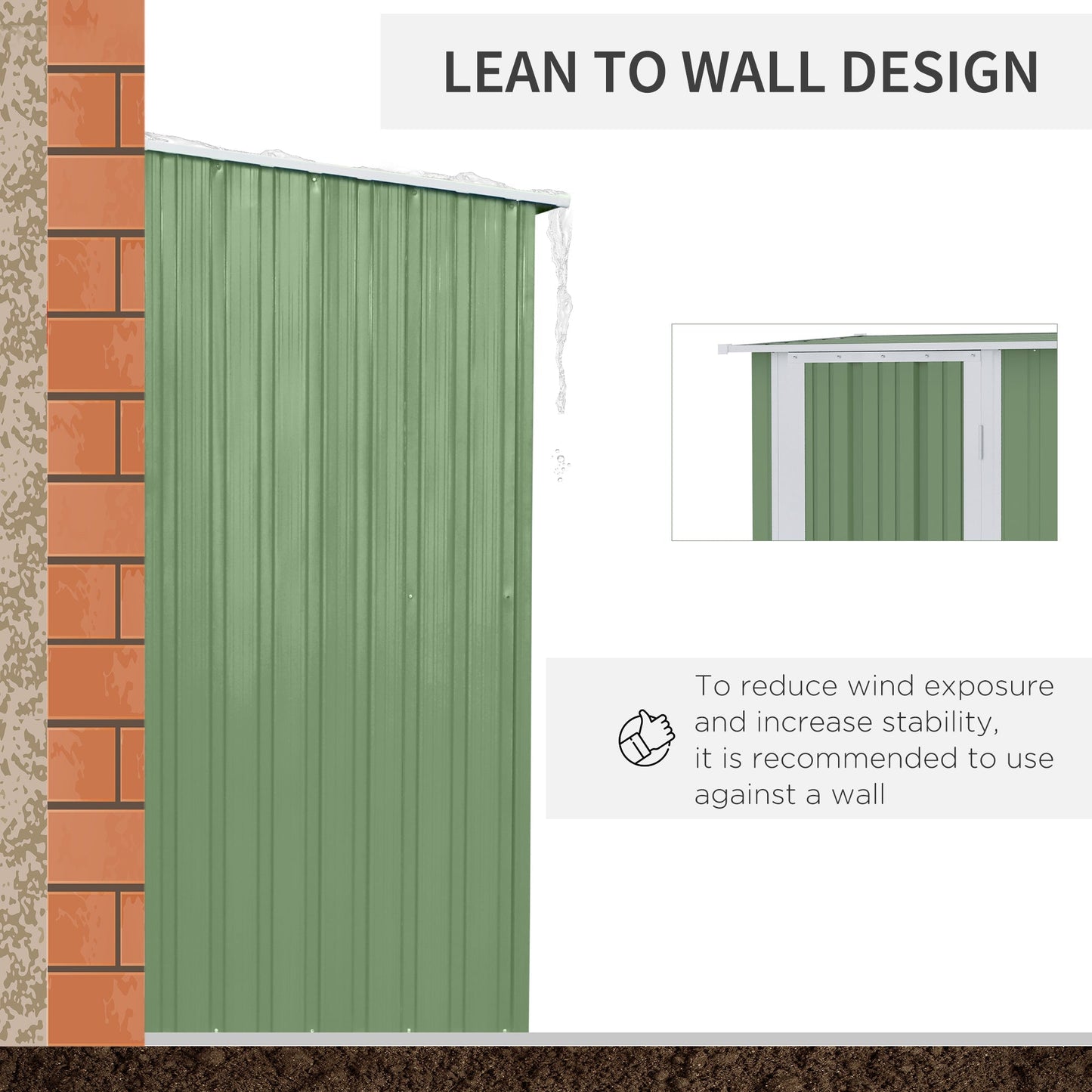 Outsunny Garden Storage Shed, Outdoor Tool Shed with Sloped Roof, Lockable Door for Equipment, Bikes, Light Green, 142 x 84 x 189cm