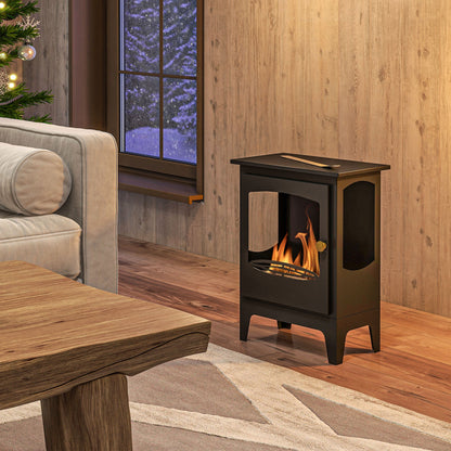 HOMCOM Freestanding Ethanol Fireplace, Steel Bioethanol Fireplace with Stainless Steel Flame Snuffer, 1.2L Tank, 3 Hours Burning Time for Indoor, Black