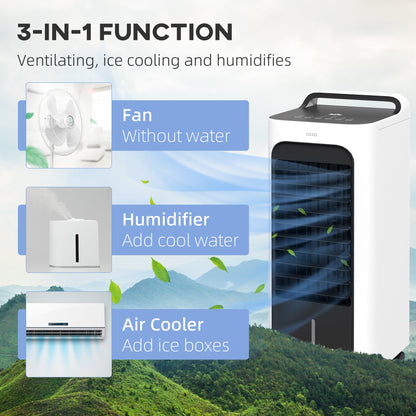 Room Air Cooler with Ice Packs, Ice Cooling Fan Water Conditioner Humidifier Unit with Remote, Timer, Oscillating